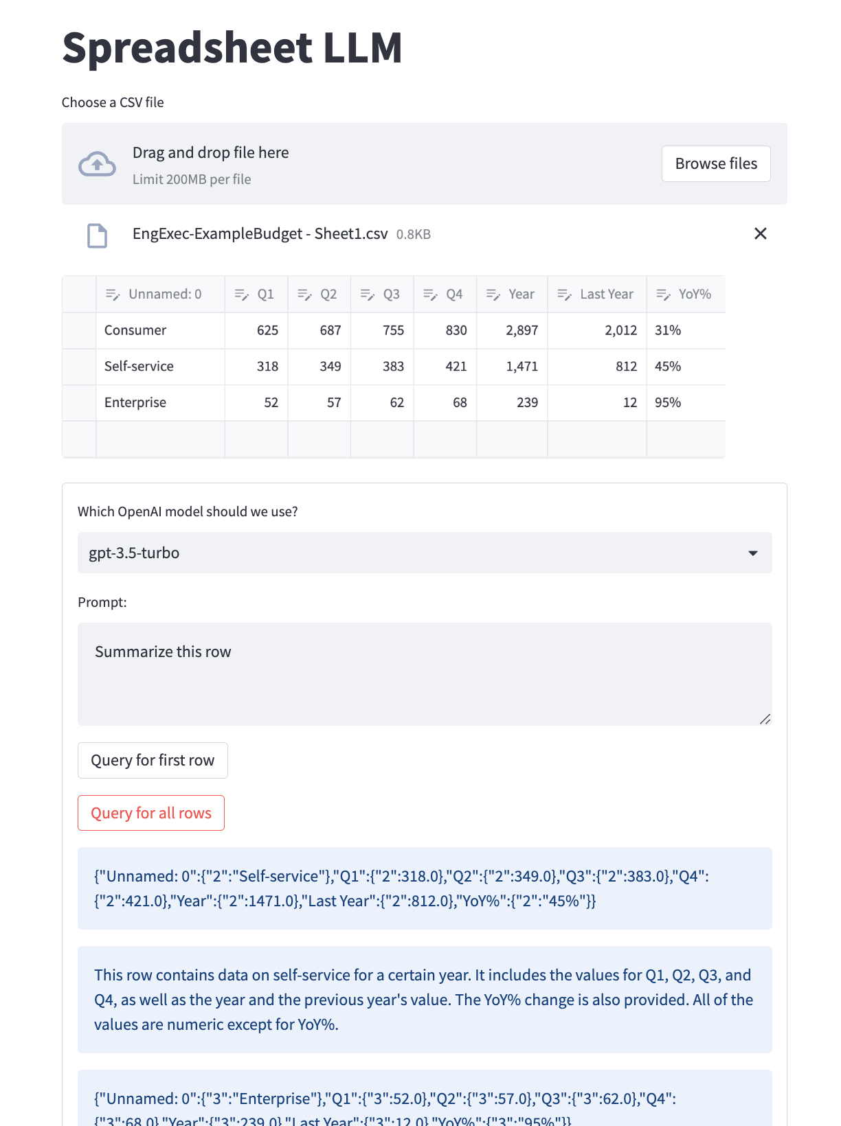 Tool for uploading CSVs and running LLM queries against each row.